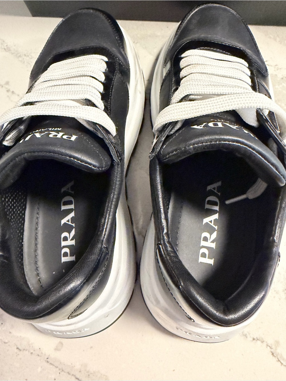 Women’s Prada Black Prax 36.5 Leather Platform Sneakers - Picture 6 of 8